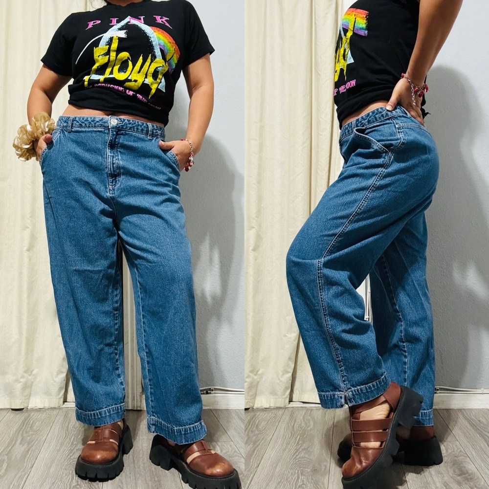 Cherokee‎ Boho Women's High Waist Mom Jeans Wide Leg Cropped Tapered Sz 16 32x23